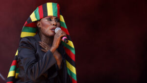 Grace Jones und Yseult an einem Konzertabend in Montreux