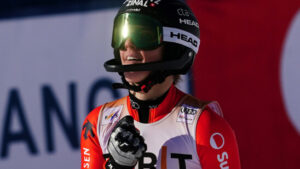 Camille Rast bei Shiffrins 103. Weltcupsieg Dritte